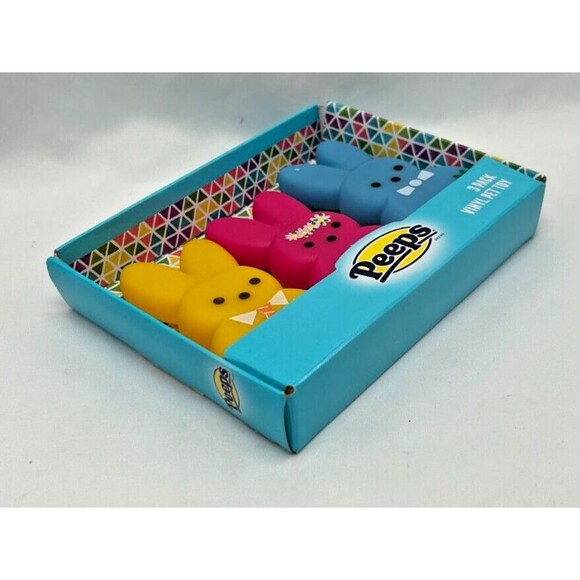PEEPS FOR PETS~Pack of 3 Dress-Up Bunnies/Rabbits ~ 4" Squeaky Dog Toys~ Easter! - Picture 2 of 4